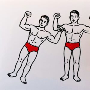 2 beaux nageurs en slips rouges N°2