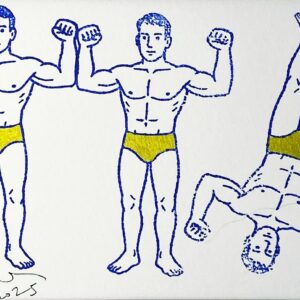 3 beaux nageurs en slips d'or