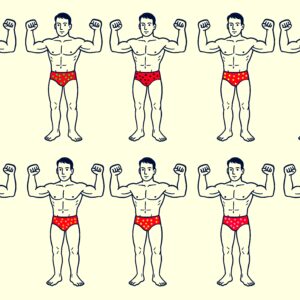 10 beaux nageurs en slips rouges à pois