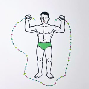 Le beau nageur au fil de perles multicolores