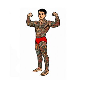Le beau nageur tatoué