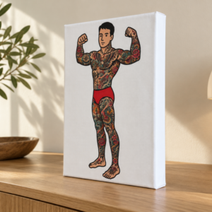 le beau nageur tatoué sur toile